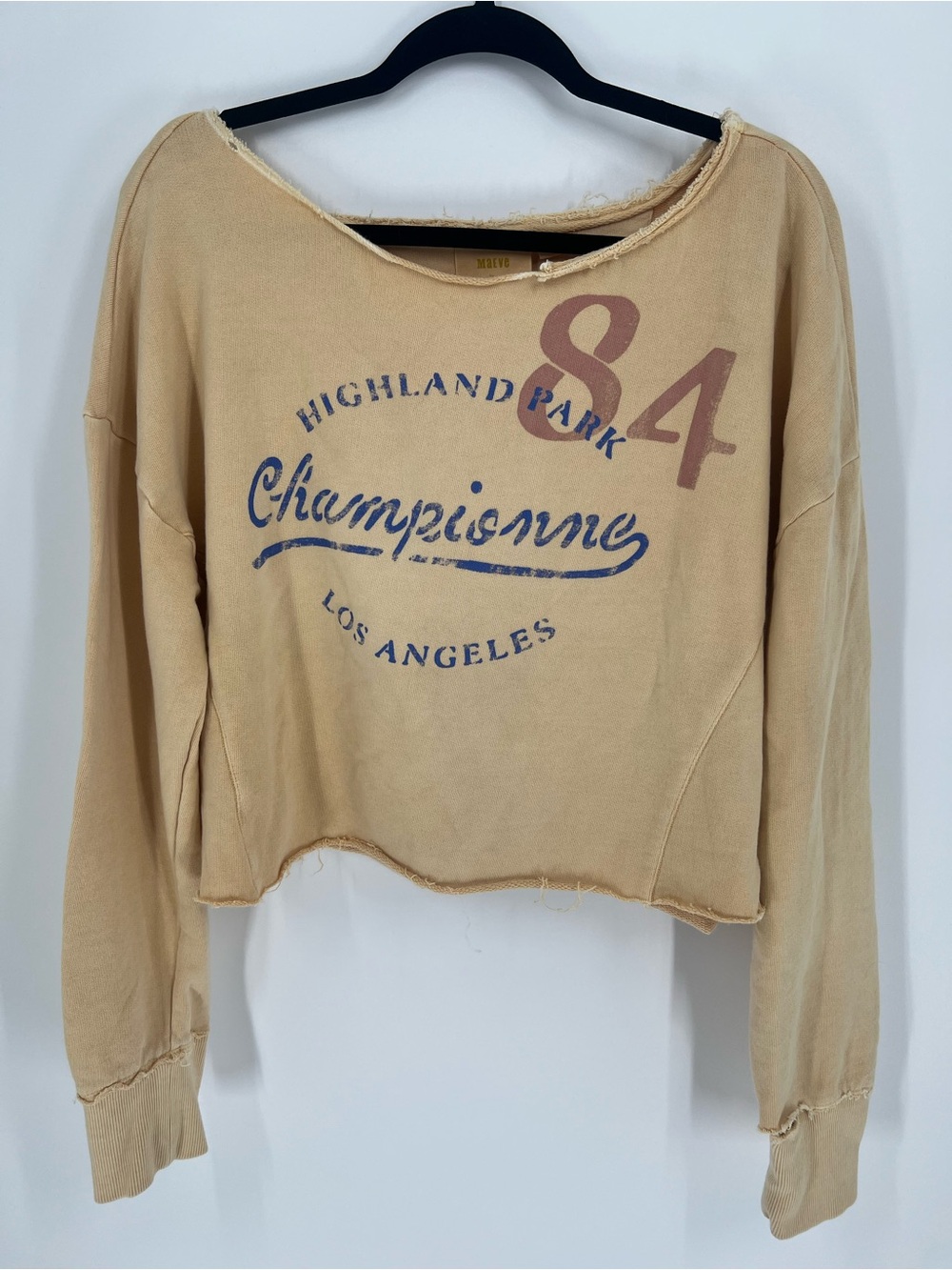 Maeve by Anthropologie Women’s Pale Yellow Graphic Sweatshirt Size Large